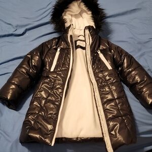 Calvin Klein Black & White 3/4 puffer coat girls size 5